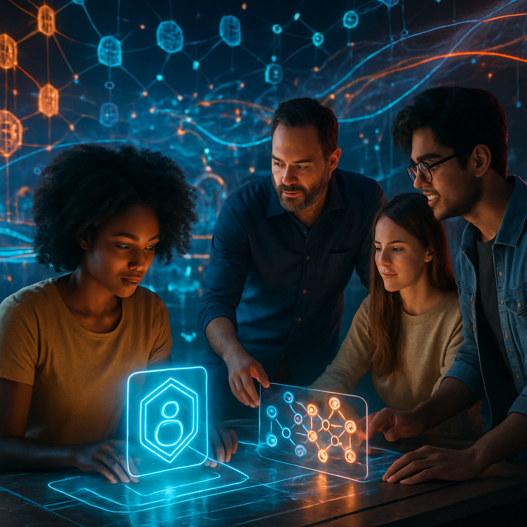 Illustration of AI and blockchain powering next-generation digital innovation in Web3